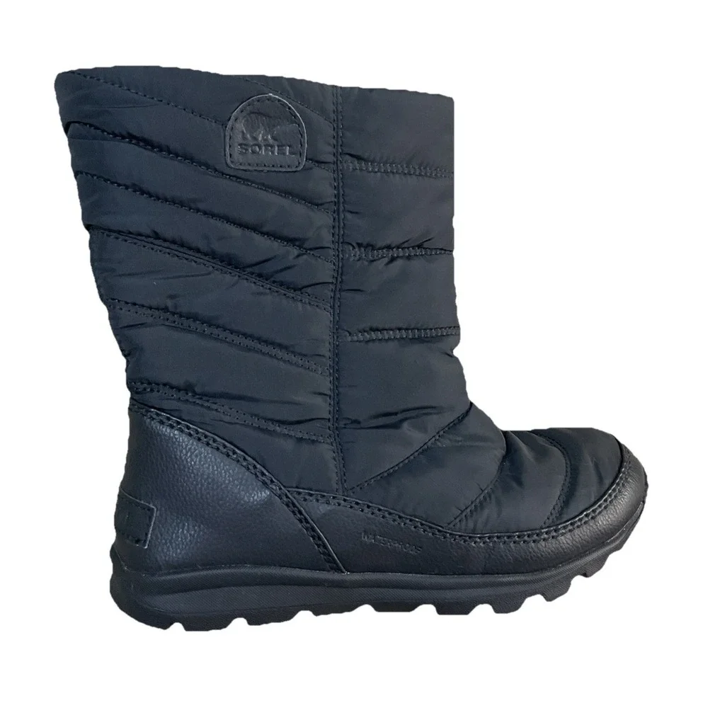 Sorel Whitney Waterproof Puff Winter Snow Boots Youth 3‎ Black Insulated Cold